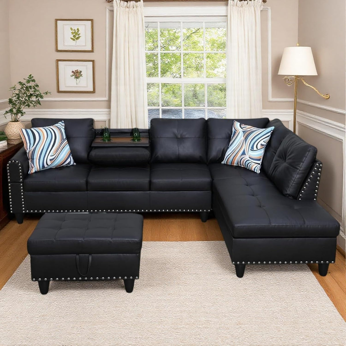 🛋️ Modern Leather L-Shaped Sectional Sofa | Cozy Living Room Couch with Chaise for Stylish Everyday Comfort ✨🏡