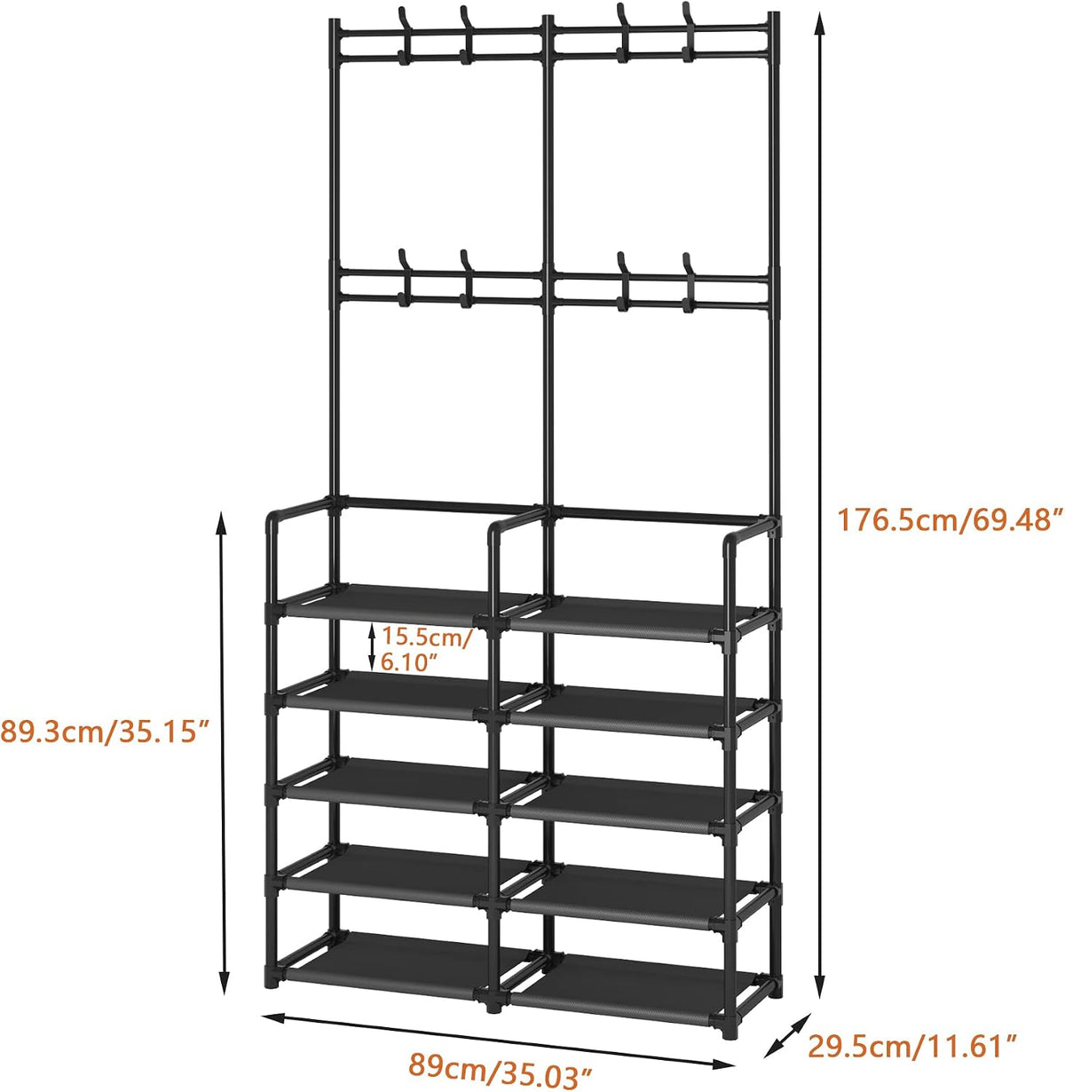 🏡 5-Tier Entryway Coat & Shoe Rack with 8 Hooks | Space-Saving Hall Tree Organizer for Shoes, Bags & Coats ✨