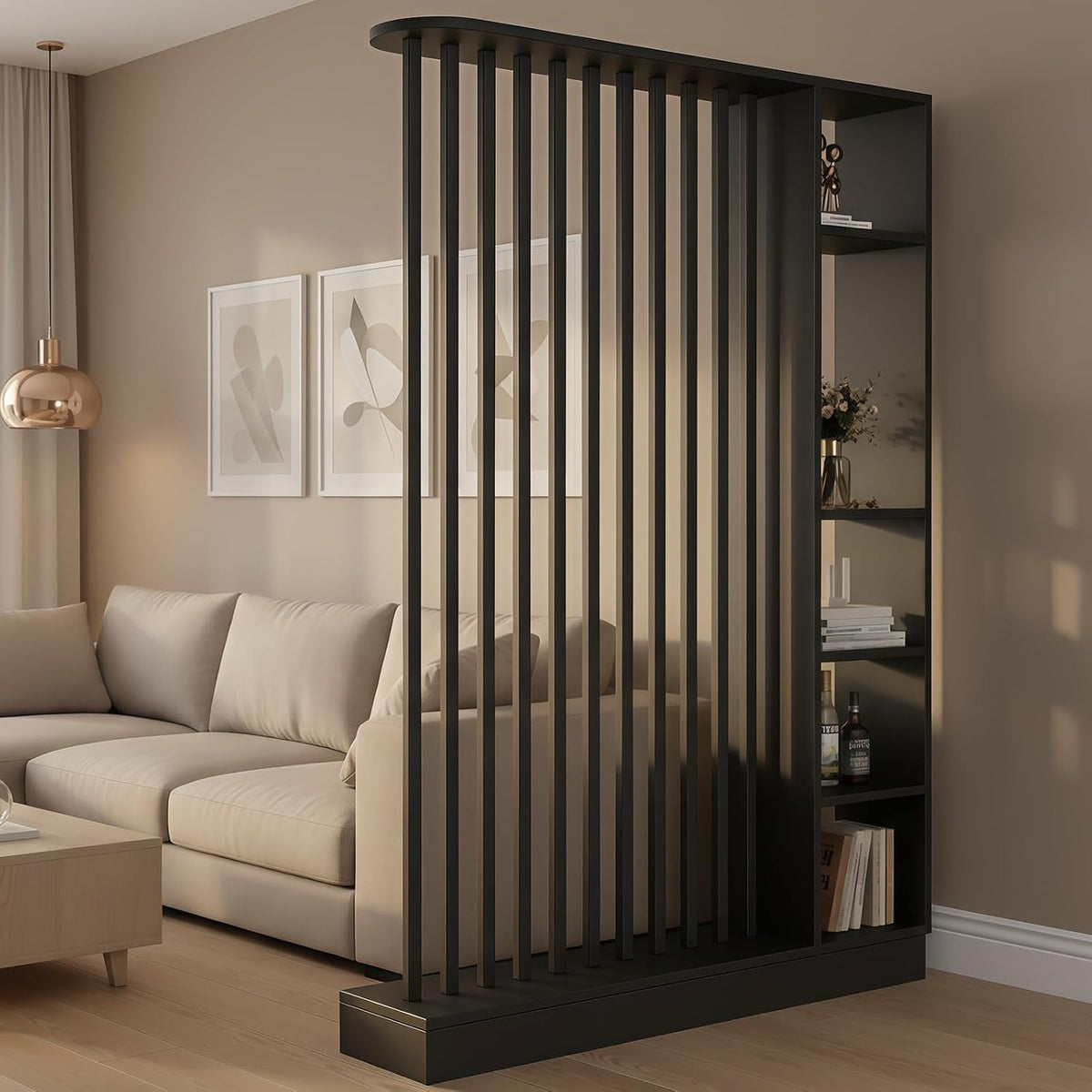 🖤 Modern Freestanding Room Divider with Shelves | 78.7" Tall Open Bookcase & Space-Saving Partition ✨🏡