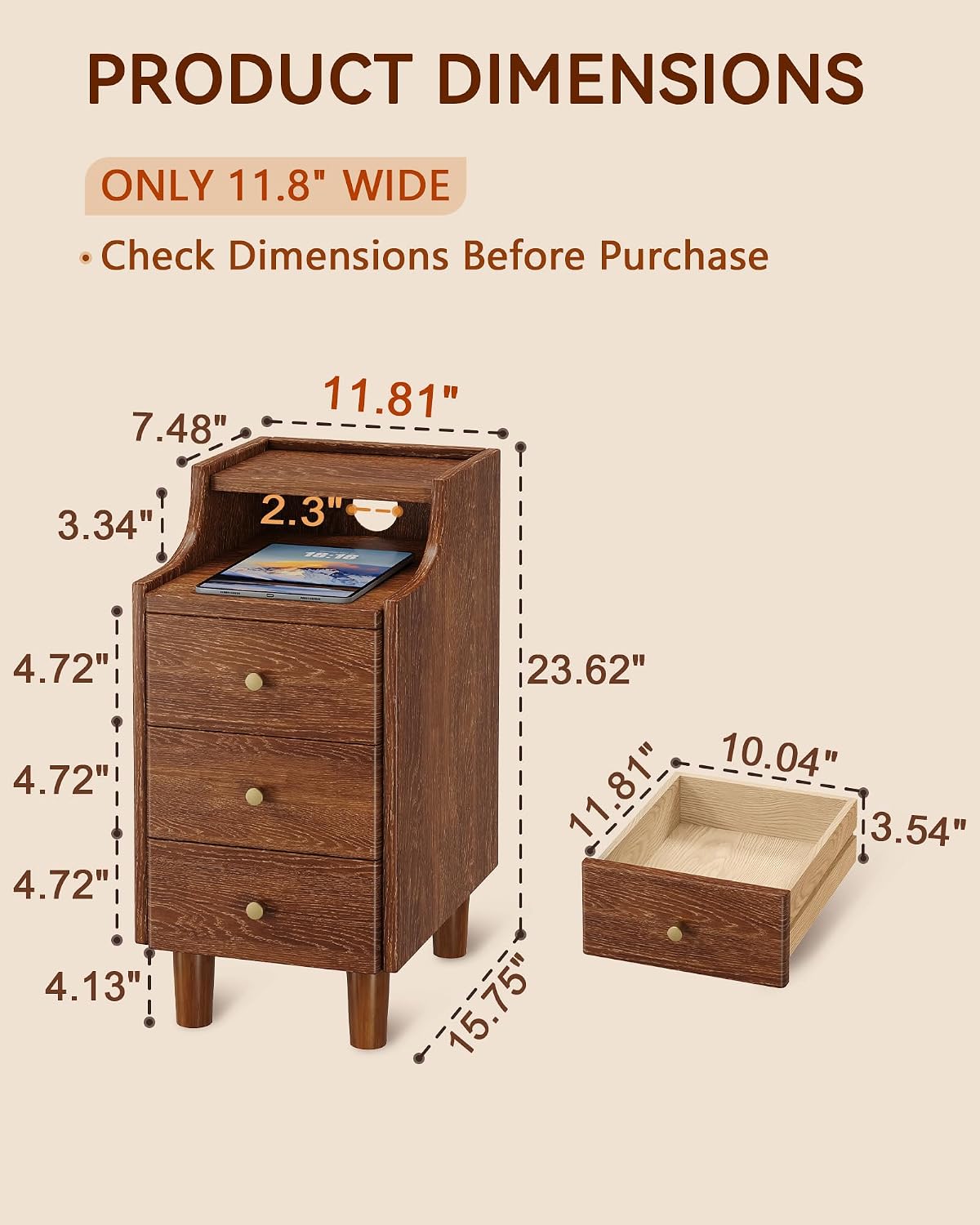 ✨ Modern 3-Drawer Nightstand | Cozy Bedside Storage Cabinet & Space-Saving Bedroom Table 🛏️🌿