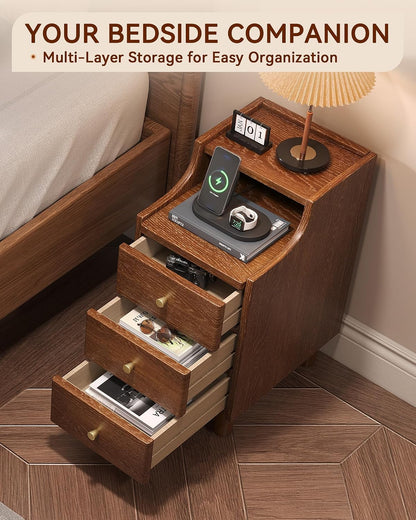 ✨ Modern 3-Drawer Nightstand | Cozy Bedside Storage Cabinet & Space-Saving Bedroom Table 🛏️🌿
