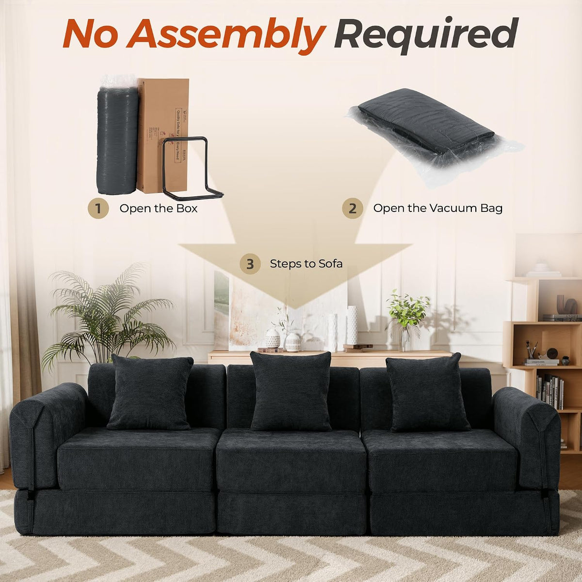 🛋️ Modern Convertible Sectional Sofa | Tool-Free Assembly, Flexible Modular Design & Cozy Living Room Comfort ✨🏡
