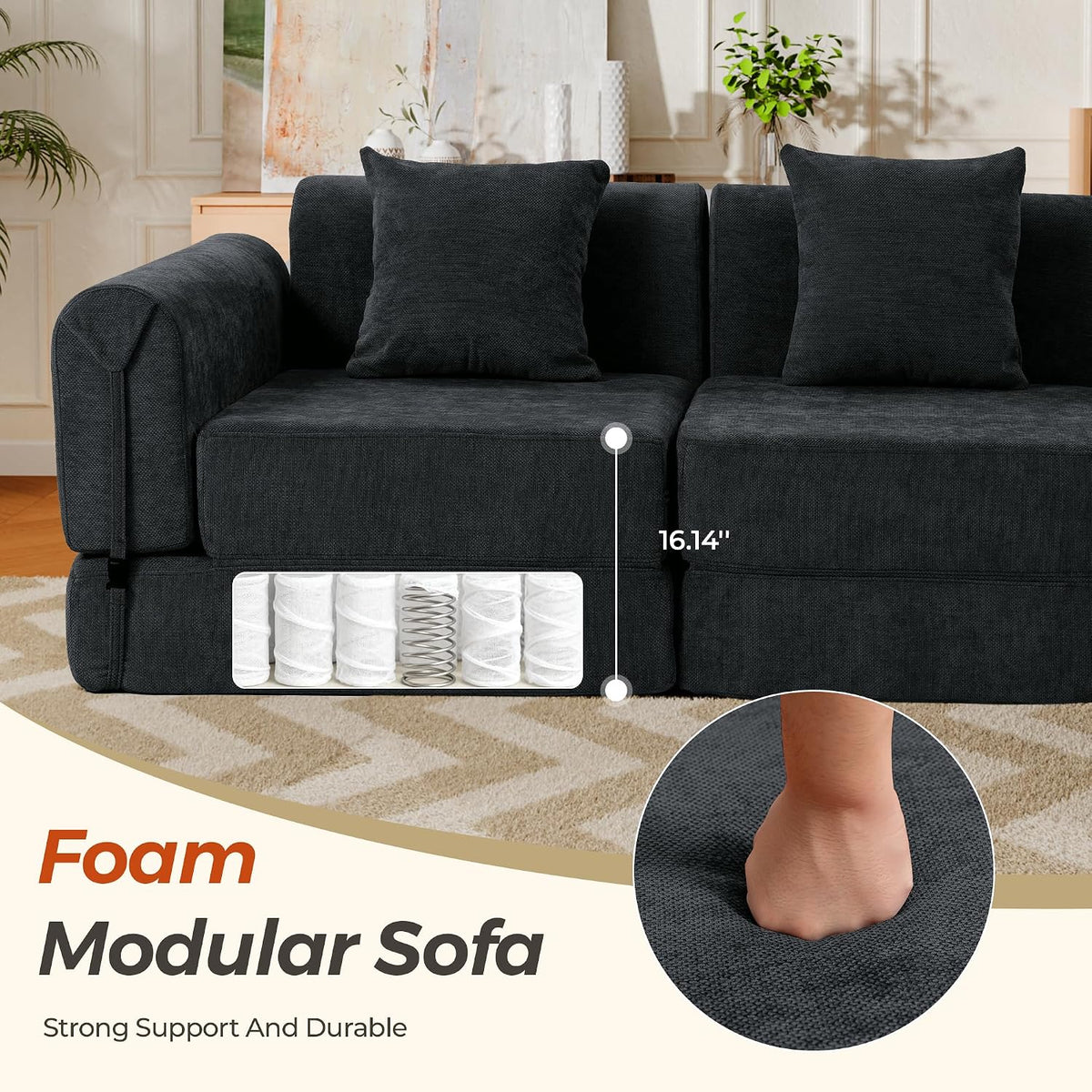 🛋️ Modern Convertible Sectional Sofa | Tool-Free Assembly, Flexible Modular Design & Cozy Living Room Comfort ✨🏡