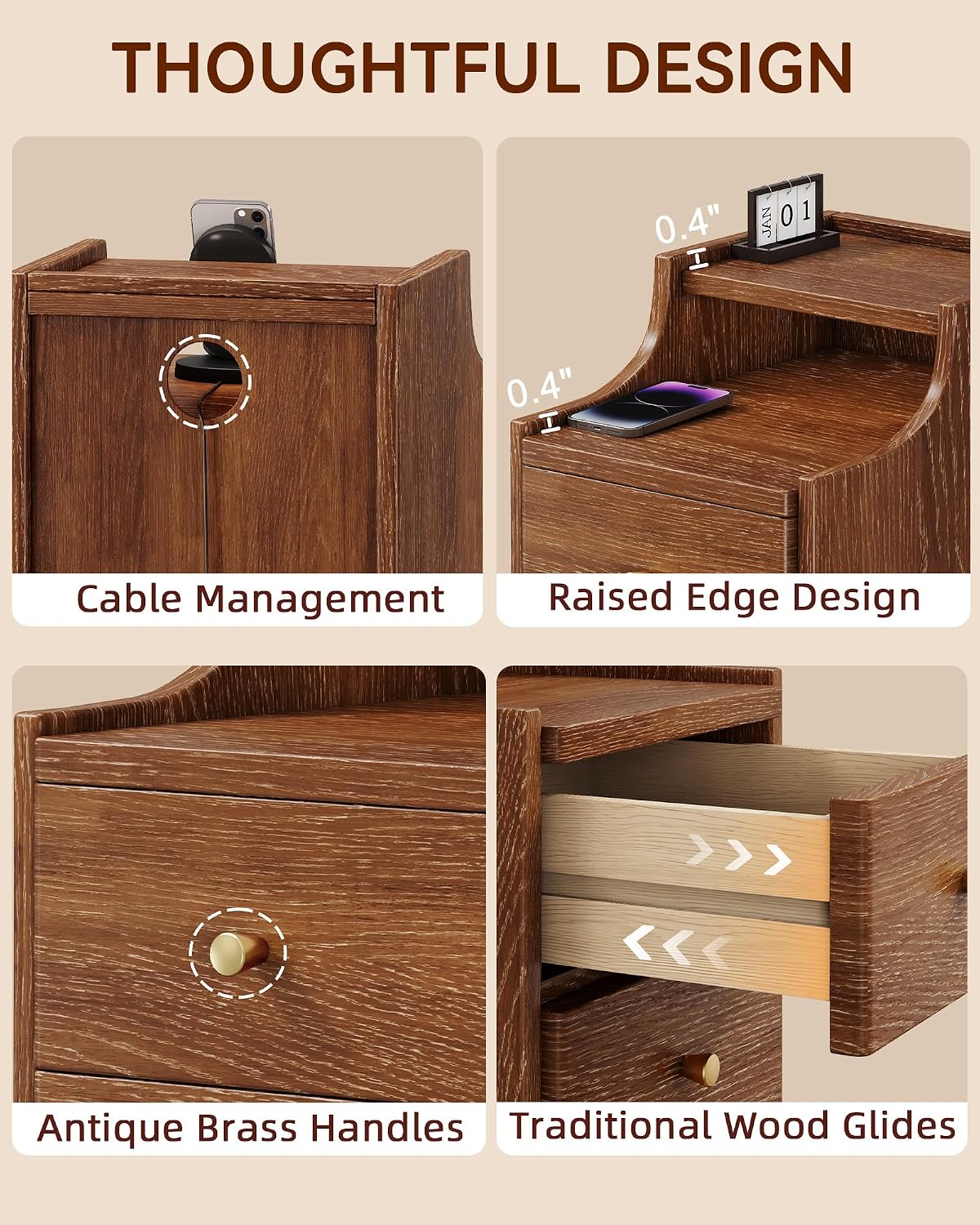 ✨ Modern 3-Drawer Nightstand | Cozy Bedside Storage Cabinet & Space-Saving Bedroom Table 🛏️🌿