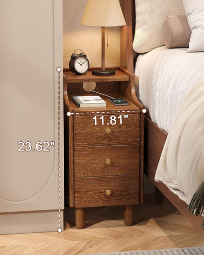 ✨ Modern 3-Drawer Nightstand | Cozy Bedside Storage Cabinet & Space-Saving Bedroom Table 🛏️🌿