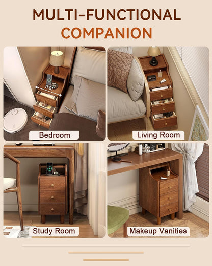✨ Modern 3-Drawer Nightstand | Cozy Bedside Storage Cabinet & Space-Saving Bedroom Table 🛏️🌿